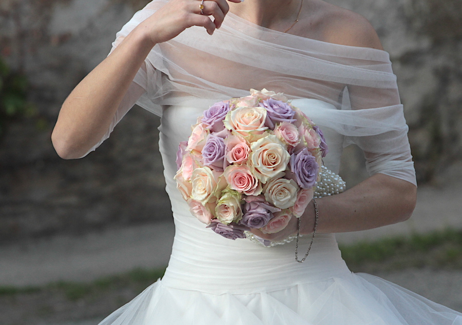Bouquet in armonia di lilla e rosa